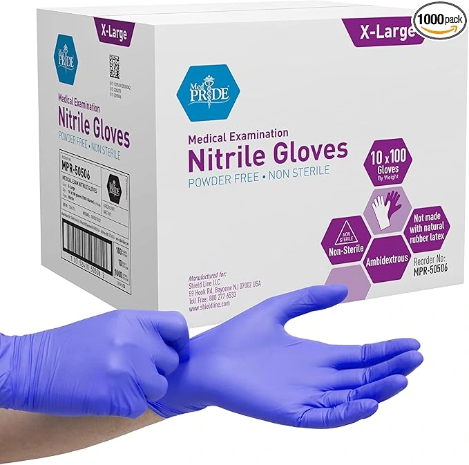 MedPride Powder-Free Nitrile Exam Gloves, X-Large, Case/1000, 100 Count (Pack of 10)