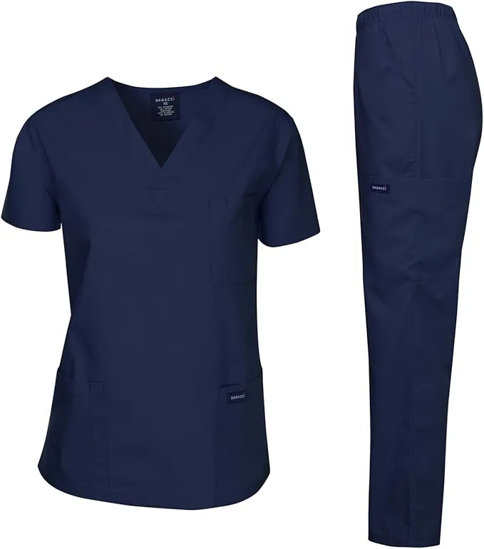 Dagacci Scrubs Medical Uniform Women and Man Scrubs Set Medical Scrubs Top and Pants